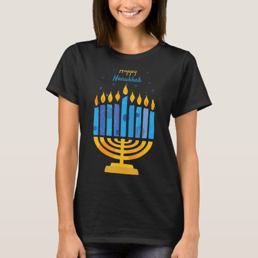 Happy Hanukkah Candles Menorah Jüdisch Hanukkah 20 T-Shirt (Vorderseite)
