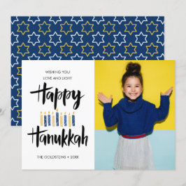 Happy Hanukkah Candles | Vertikales Foto für Feier Einladung