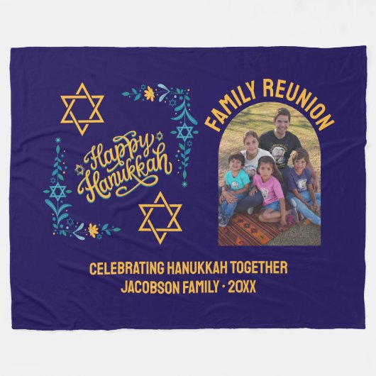 HAPPY HANUKKAH Chanukah Fleecedecke (Vorderseite (Horizontal))