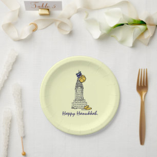 Happy Hanukkah Chanukah Gelt NYC Skycraper Pappteller