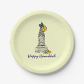 Happy Hanukkah Chanukah Gelt NYC Skycraper Pappteller (Vorderseite)