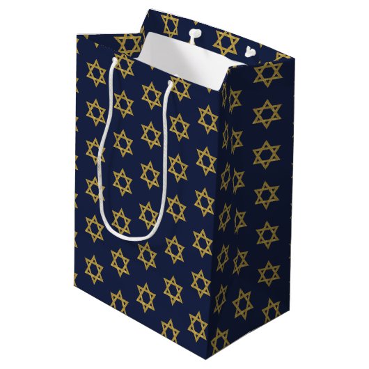 Happy Hanukkah Chanukah Holiday Geschenktasche Mittlere Geschenktüte (Rückseite Schrägansicht)