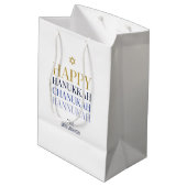 Happy Hanukkah Chanukah Holiday Geschenktasche Mittlere Geschenktüte (Rückseite Schrägansicht)
