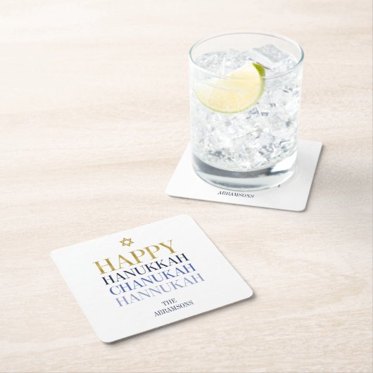 Happy Hanukkah Chanukah Holiday Paper Untersetzer (Vor Ort)