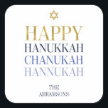 Happy Hanukkah Chanukah Holiday Sticker<br><div class="desc">Imitate simulierte Goldfolien-Design ist in diesem Design integriert. Personalisieren Sie den benutzerdefinierten Text oben. Weitere Koordinationsgegenstände finden Sie in unserer Sammlung "Happy Hanukka Chanukah".</div>