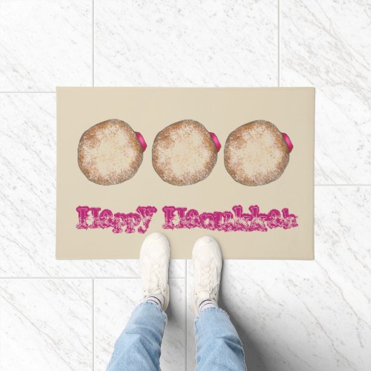 Happy Hanukkah Chanukah Jelly Donut Doughnut Food Fußmatte (Indoor)