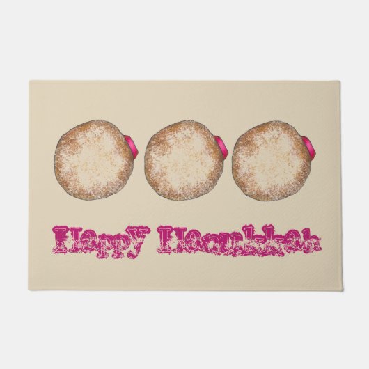 Happy Hanukkah Chanukah Jelly Donut Doughnut Food Fußmatte (Vorderseite)