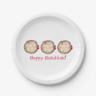 Happy Hanukkah Chanukah Jelly Donut Doughnut Pappteller