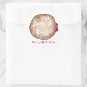 Happy Hanukkah Chanukah Jelly Donut Sufganiyah Runder Aufkleber