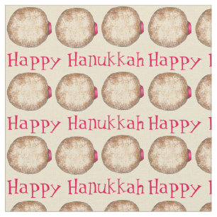 Happy Hanukkah Chanukah Jelly Donut Sufganiyah Stoff
