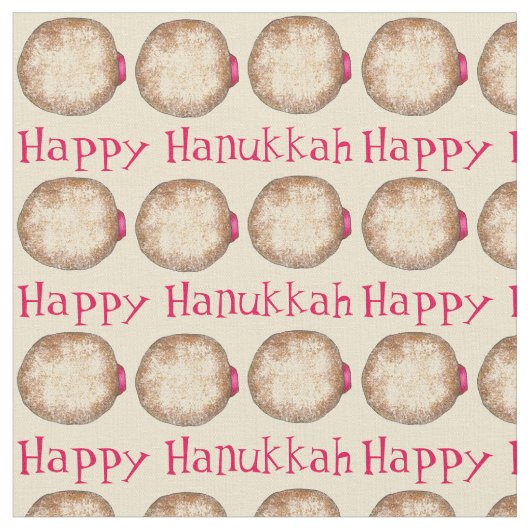 Happy Hanukkah Chanukah Jelly Donut Sufganiyah Stoff (Nahaufnahme)