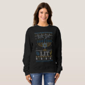 Happy Hanukkah Chanukah Let's Get Lit Ugly Sweater Sweatshirt (Vorne ganz)