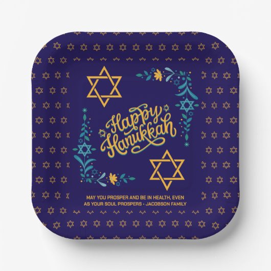 HAPPY HANUKKAH Chanukah Pappteller (Vorderseite)