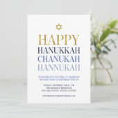 Happy Hanukkah Chanukah Party Einladung Card (Stehend Vorderseite)