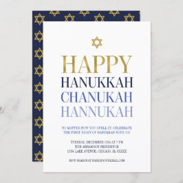Happy Hanukkah Chanukah Party Einladung Card