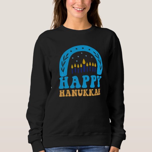 Happy Hanukkah Chanukah Rainbow Menorah Jewish Hol Sweatshirt (Vorderseite)