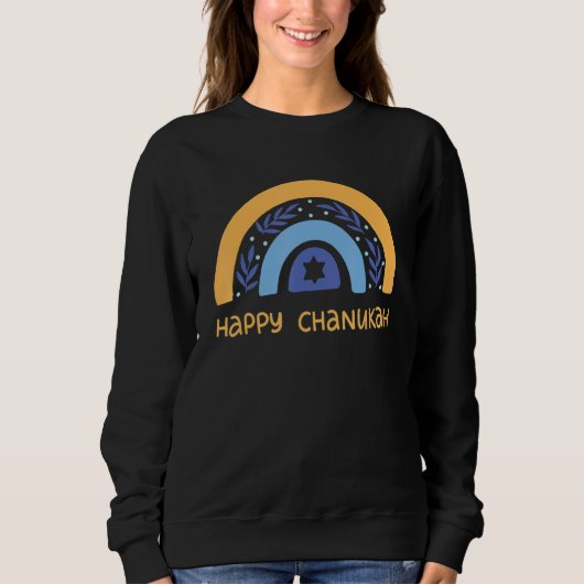 Happy Hanukkah Chanukah Rainbow Menorah Jewish Hol Sweatshirt (Vorderseite)