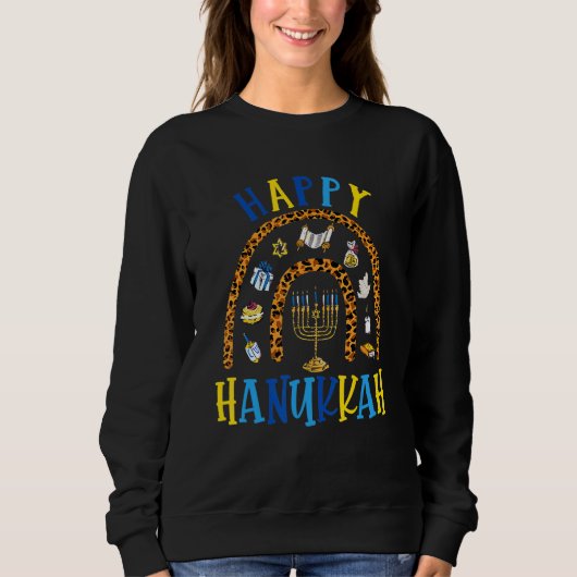 Happy Hanukkah Chanukah Rainbow Menorah Jewish Hol Sweatshirt (Vorderseite)