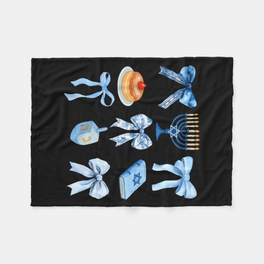 Happy Hanukkah Coquette Bow Chanukah Jewish Women Fleecedecke (Vorderseite (Horizontal))