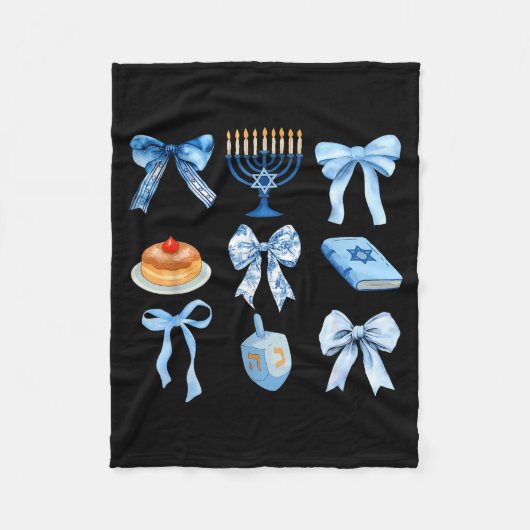 Happy Hanukkah Coquette Bow Chanukah Jewish Women Fleecedecke (Vorderseite)