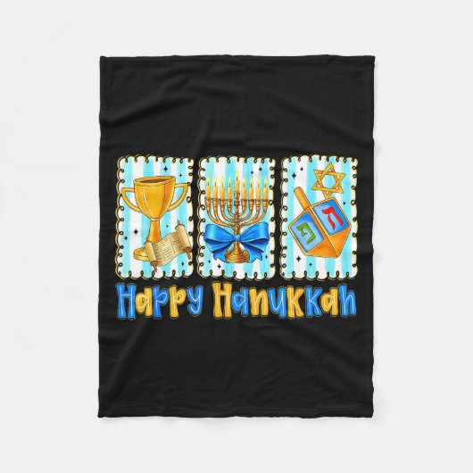 Happy Hanukkah Coquette Menorah Dreidel Chanukah G Fleecedecke (Vorderseite)