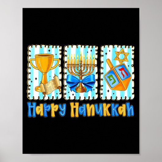 Happy Hanukkah Coquette Menorah Dreidel Chanukah G Poster (Vorne)