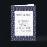Happy Hanukkah Covid 2020 Quarantine Karte<br><div class="desc">Dieses Design kann in dem Bereich personalisiert werden, der durch das Ändern des Fotos und/oder Textes zur Verfügung gestellt wird. Oder Sie können es anpassen, indem Sie den Mausklick auswählen, um weitere Optionen anzupassen, um die Farbe des Hintergrunds zu löschen oder zu ändern, Text hinzuzufügen, die Textfarbe oder den Stil...</div>