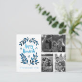 Happy Hanukkah CUSTOM 3 FOTO Urlaub Postkarte (Stehend Vorderseite)