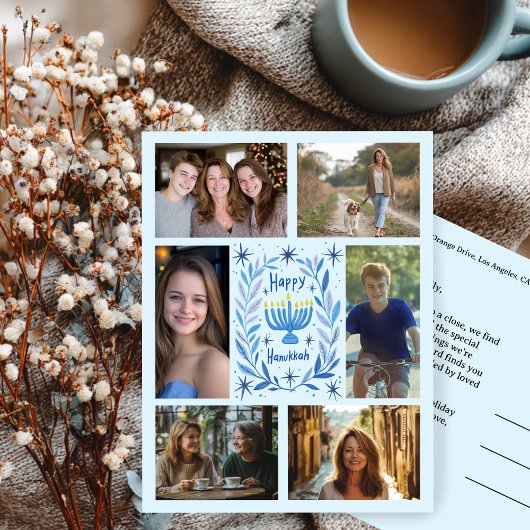 HAPPY HANUKKAH CUSTOM 6 FOTO Urlaub Postkarte