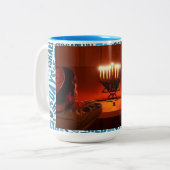 Happy Hanukkah Custom Foto Coffee Cup Zweifarbige Tasse (Vorderseite Links)