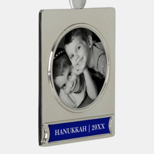 Happy Hanukkah. Custom Foto Hanukkah Banner-Ornament Silber (Rechts)