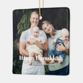 Happy Hanukkah Custom Foto Text Moderne Streifen Keramikornament (Links)