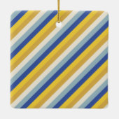 Happy Hanukkah Custom Foto Text Moderne Streifen Keramikornament (Rückseite)