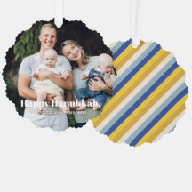 Happy Hanukkah Custom Foto Text Moderne Streifen
