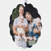 Happy Hanukkah Custom Foto Text Moderne Streifen Ornament Karte (Links)