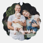 Happy Hanukkah Custom Foto Text Moderne Streifen Ornament Karte (Vorderseite)