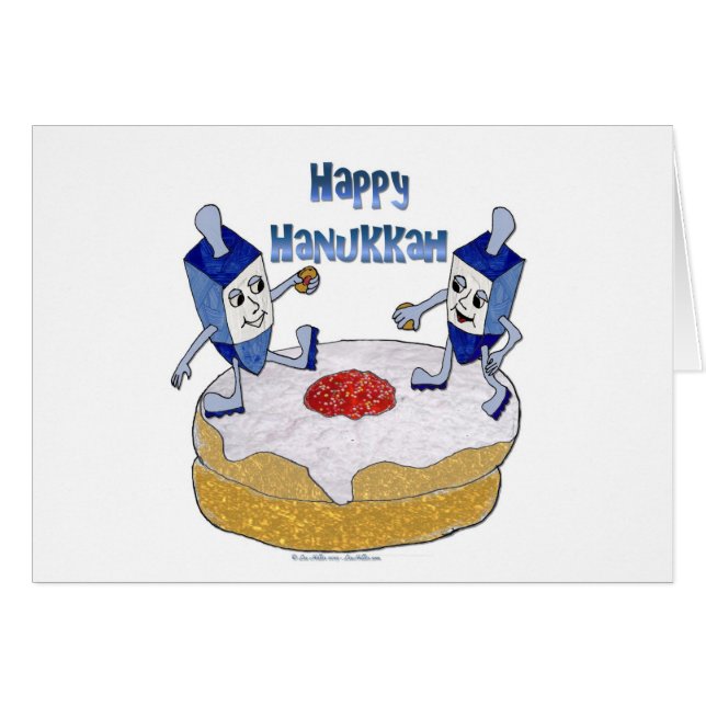 Happy Hanukkah Dancing Dreidels Jelly Doughnut (Vorderseite (Horizontal))