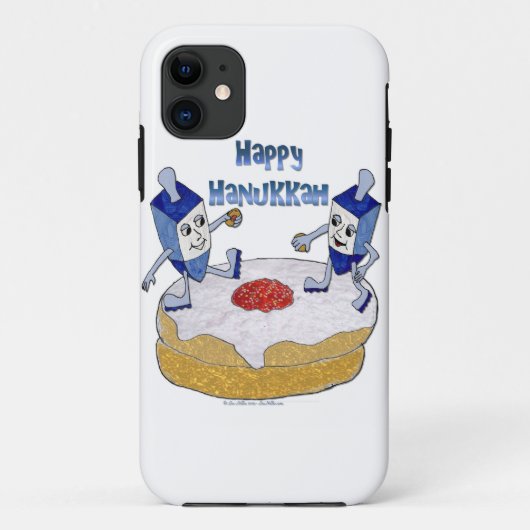 Happy Hanukkah Dancing Dreidels Jelly Doughnut Case-Mate iPhone Hülle (Rückseite)