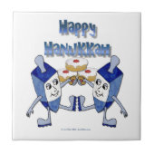 Happy Hanukkah Dancing Dreidels Jelly Doughnut Fliese (Vorderseite)