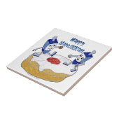 Happy Hanukkah Dancing Dreidels Jelly Doughnut Fliese (Seite)