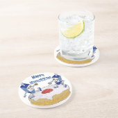 Happy Hanukkah Dancing Dreidels Jelly Doughnut Getränkeuntersetzer (Seite)