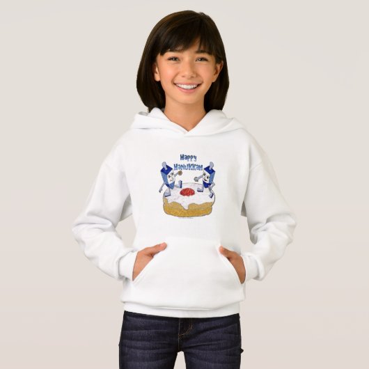 Happy Hanukkah Dancing Dreidels Jelly Doughnut Hoodie (Vorne ganz)