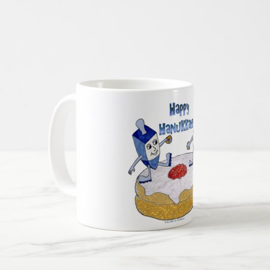 Happy Hanukkah Dancing Dreidels Jelly Doughnut Kaffeetasse (Vorderseite Links)
