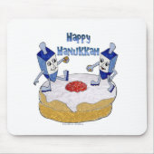 Happy Hanukkah Dancing Dreidels Jelly Doughnut Mousepad (Vorne)