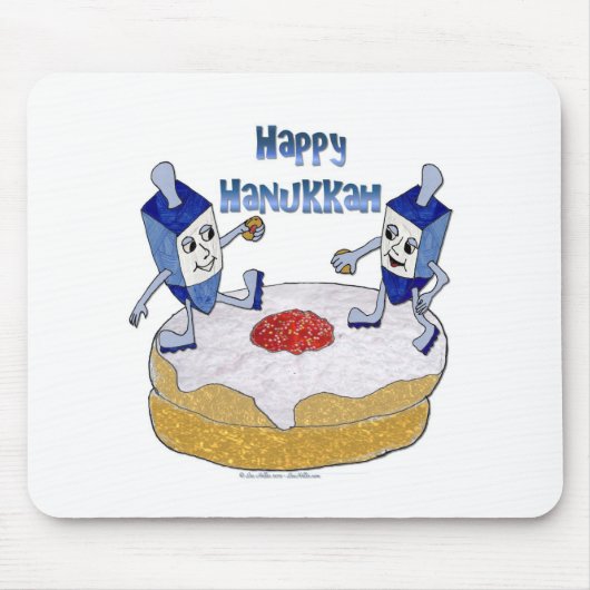 Happy Hanukkah Dancing Dreidels Jelly Doughnut Mousepad (Vorne)