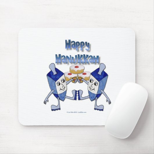 Happy Hanukkah Dancing Dreidels Jelly Doughnut Mousepad (Mit Mouse)