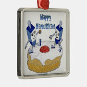 Happy Hanukkah Dancing Dreidels Jelly Doughnut Ornament Aus Metall (Rechts)