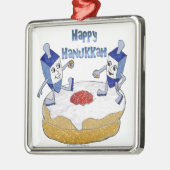 Happy Hanukkah Dancing Dreidels Jelly Doughnut Ornament Aus Metall (Links)