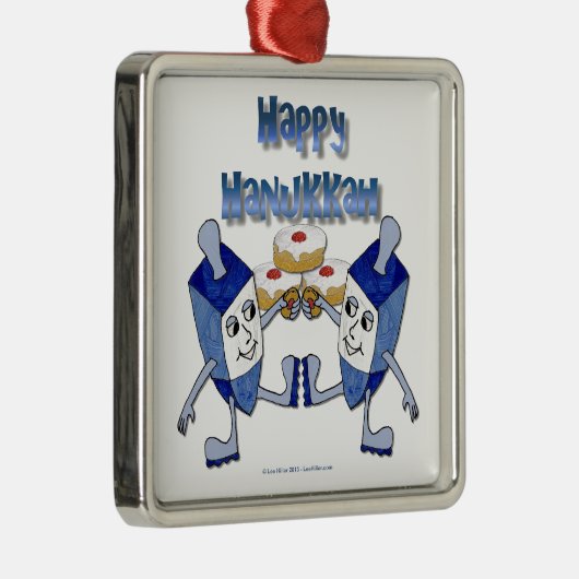 Happy Hanukkah Dancing Dreidels Jelly Doughnut Ornament Aus Metall (Rechts)