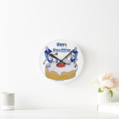 Happy Hanukkah Dancing Dreidels Jelly Doughnut Runde Wanduhr (Zuhause)
